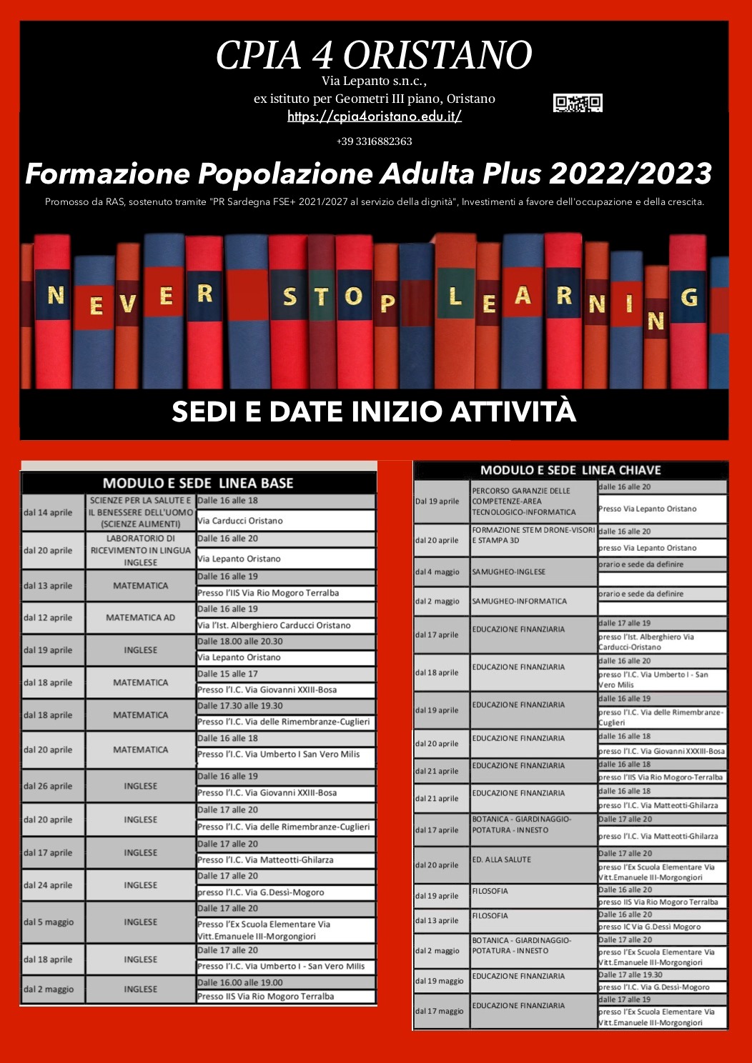 Orario corsi For.Pop.Ad. Plus